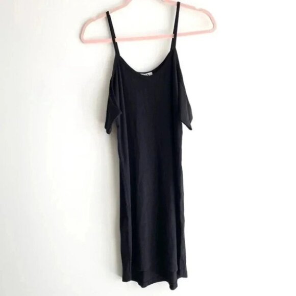 LNA Off The Shoulder Tee Dress T-shirt Mini Cut Out Open Shoulders Black Size XS - Picture 5 of 16